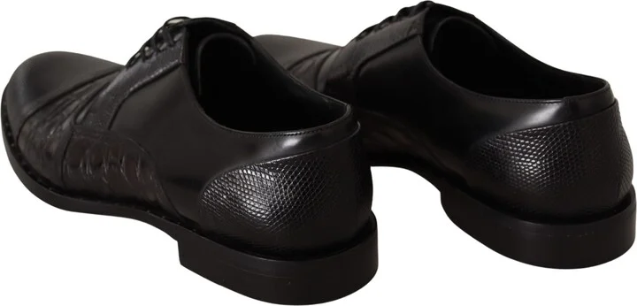 Black Leather Exotic Skins Formal Men's Shoes - Image 5
