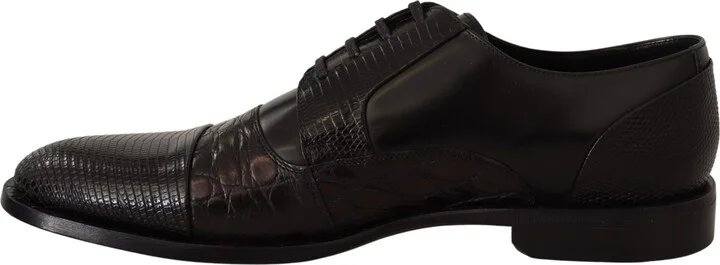 Black Leather Exotic Skins Formal Men's Shoes - Image 6