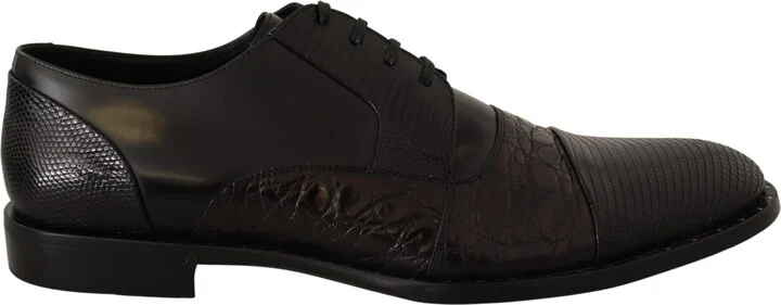 Black Leather Exotic Skins Formal Men's Shoes