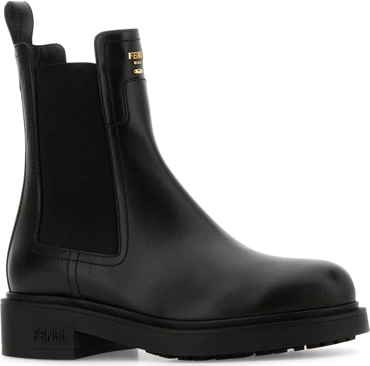 Black Leather Fendi Filo Ankle Boots - Image 2