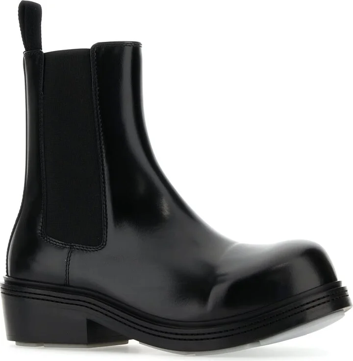 Black Leather Fireman Ankle Boots - Image 2