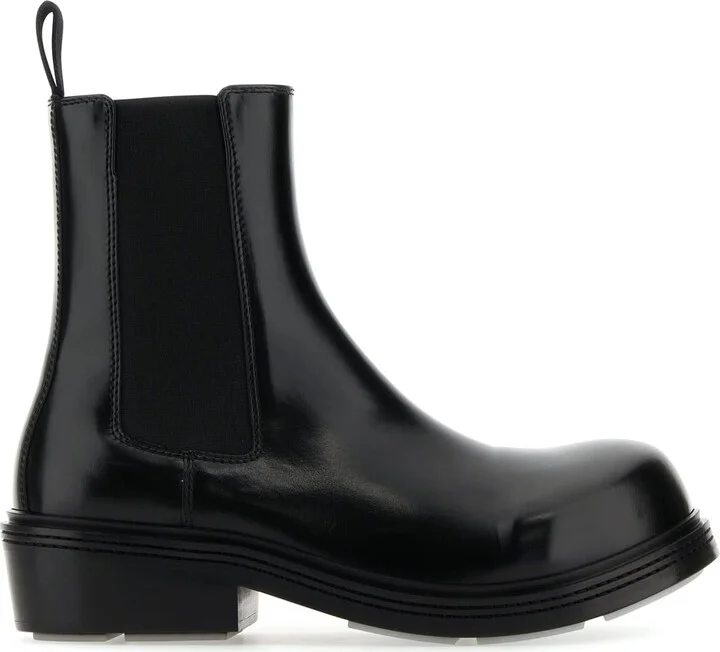 Black Leather Fireman Ankle Boots