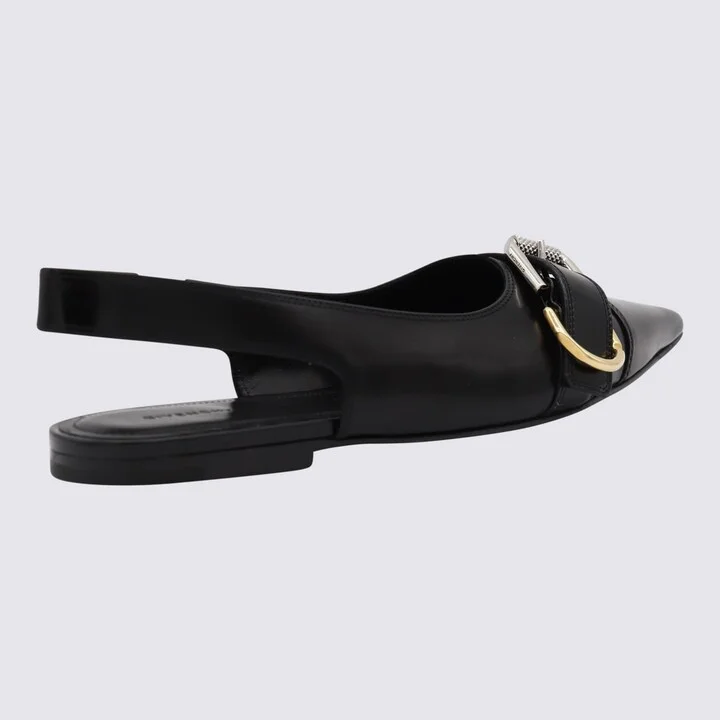 Black Leather Flats - Image 2