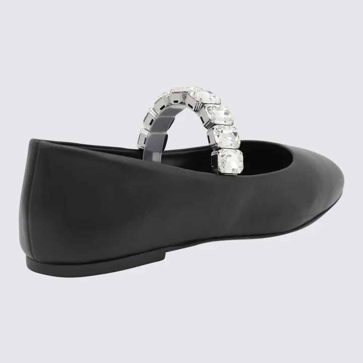 Black Leather Flats - Image 2