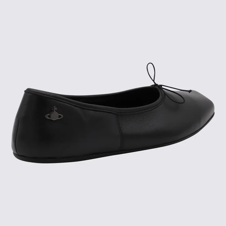 Black Leather Flats - Image 2