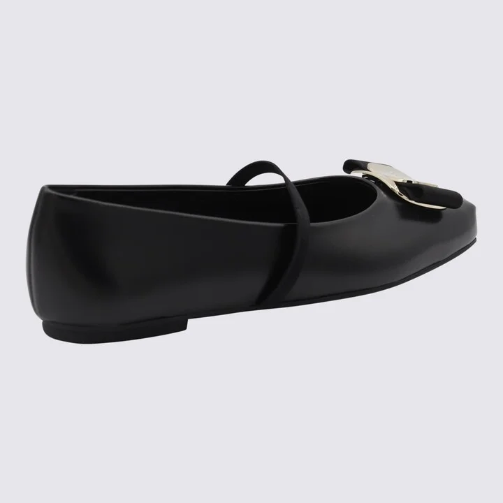Black Leather Flats - Image 2