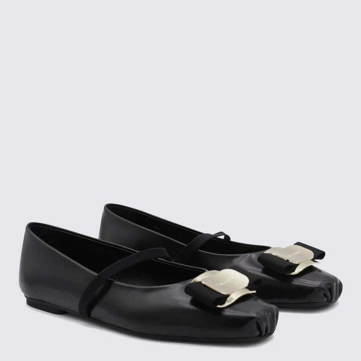 Black Leather Flats - Image 3