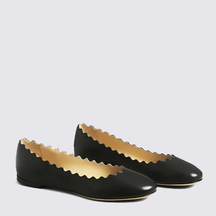 Black Leather Flats - Image 2