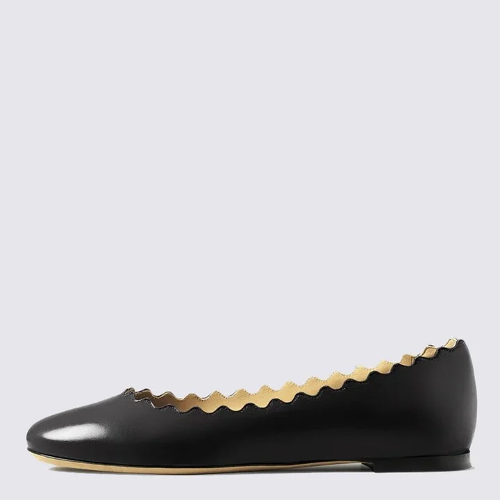 Black Leather Flats - Image 3