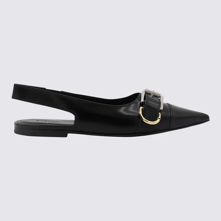 Black Leather Flats