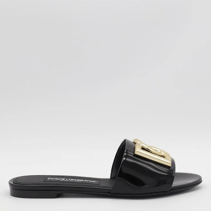 Black Leather Flats