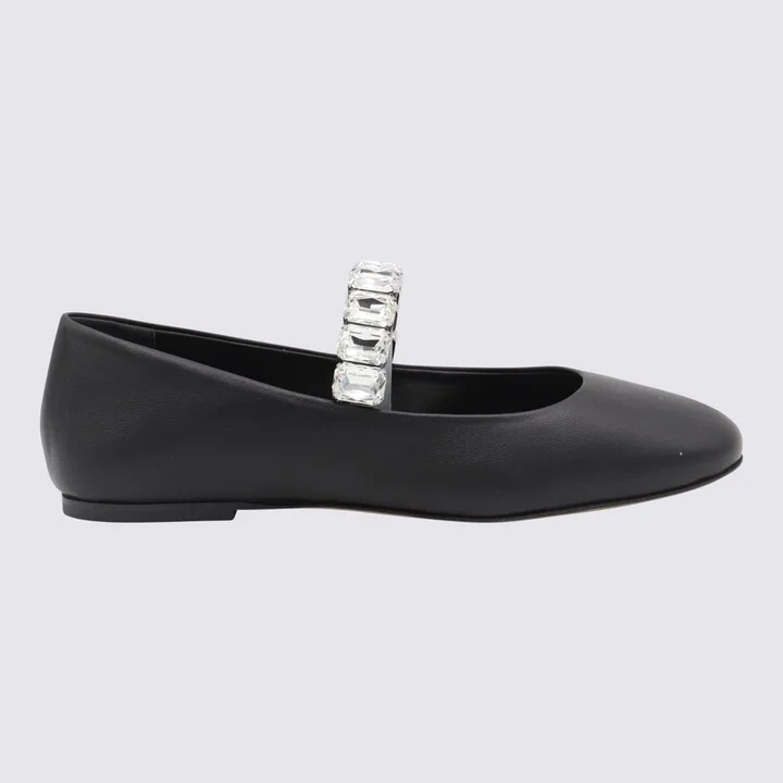 Black Leather Flats