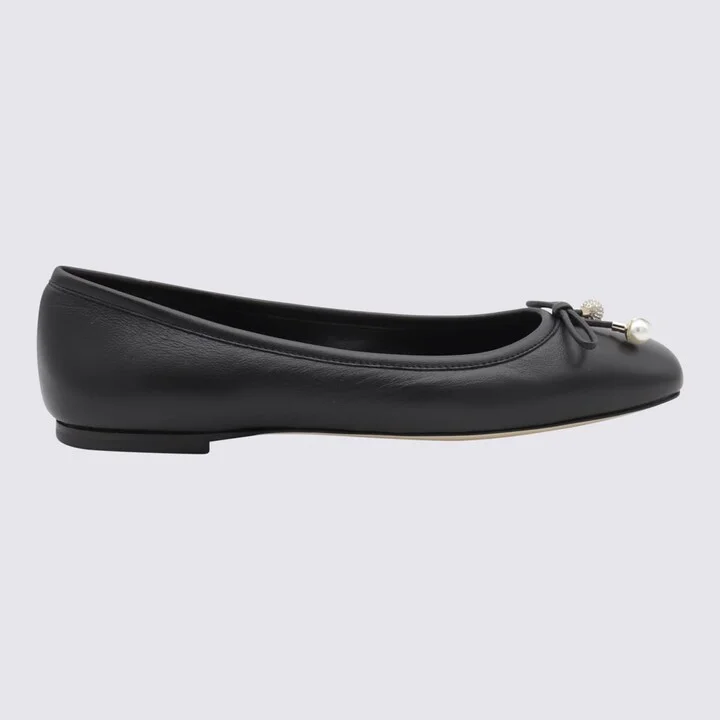 Black Leather Flats