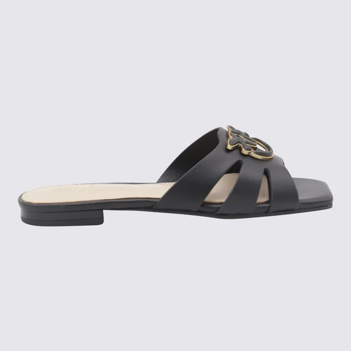 Black Leather Flats