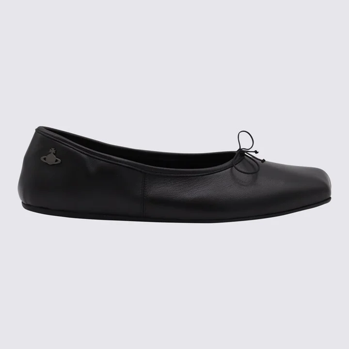 Black Leather Flats