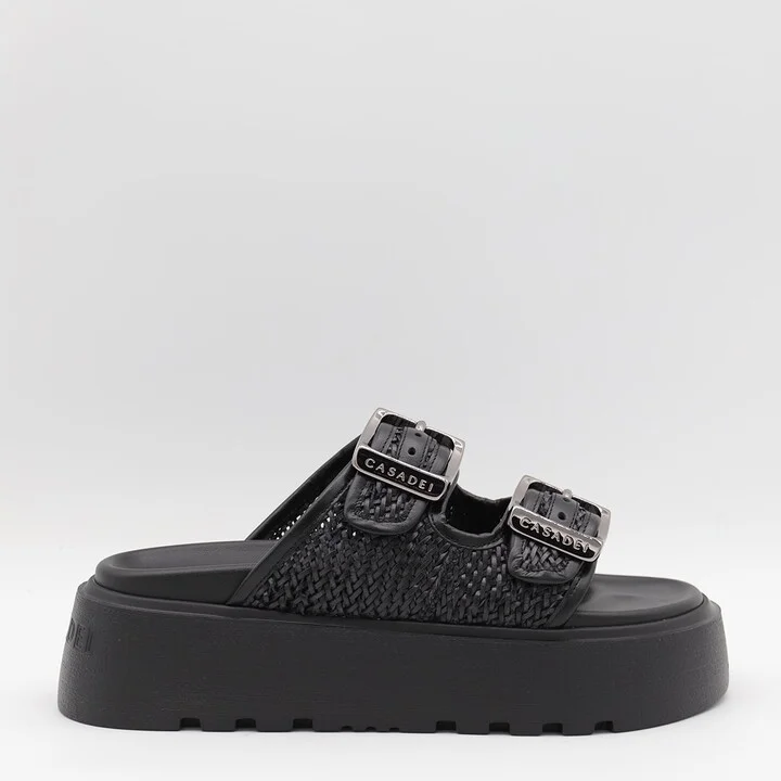 Black Leather Flats