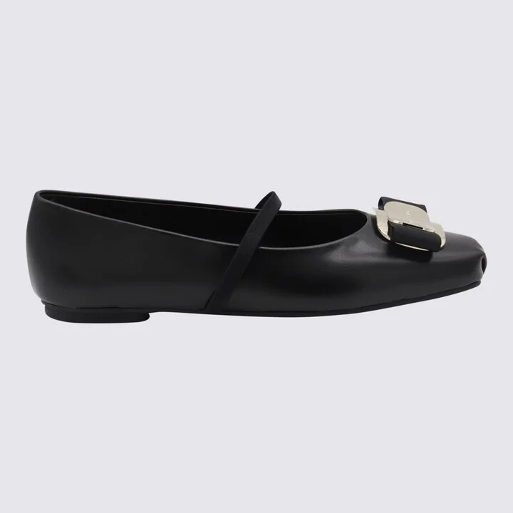 Black Leather Flats