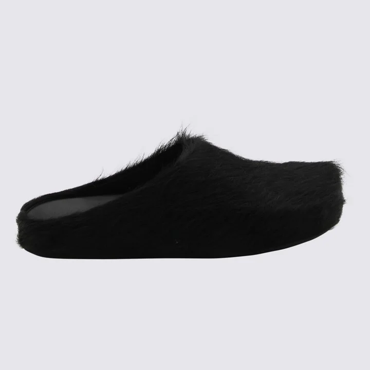 Black Leather Flats