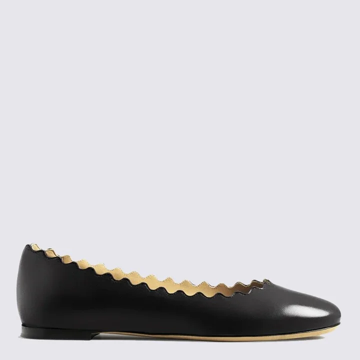 Black Leather Flats