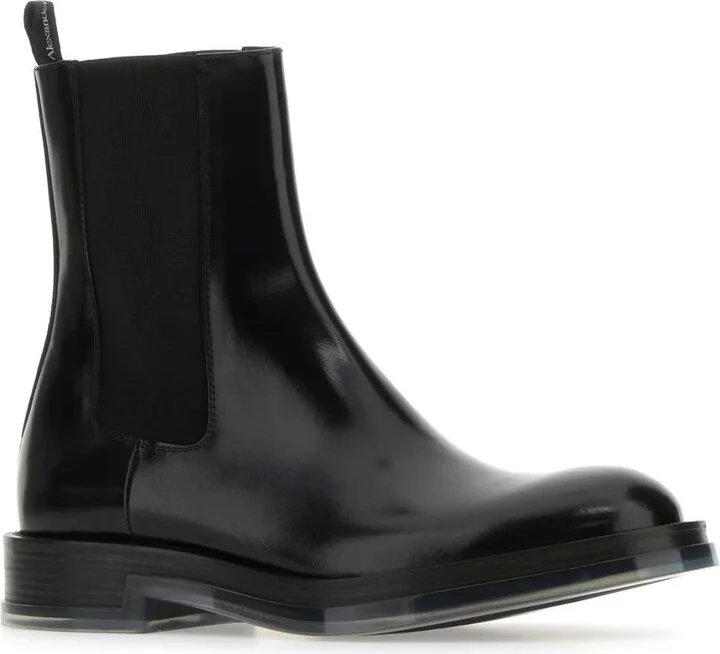 Black Leather Float Ankle Boots - Image 2