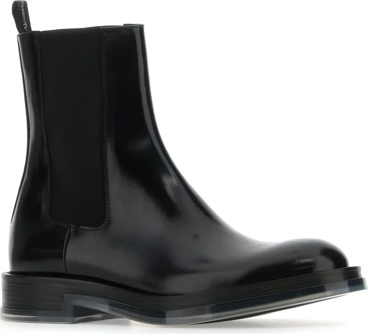 Black Leather Float Ankle Boots - Image 2