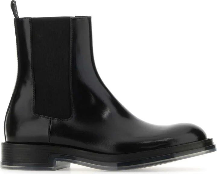 Black Leather Float Ankle Boots
