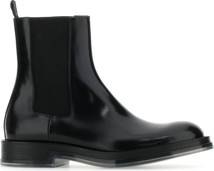 Black Leather Float Ankle Boots