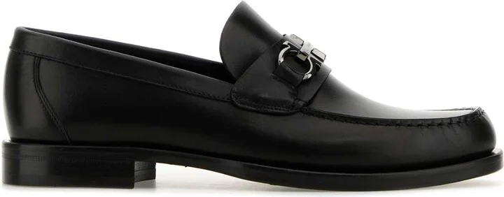 Black Leather Fort Loafers
