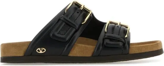 Black leather Fussfriend slippers