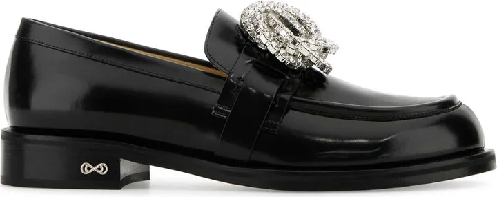 Black Leather Galaxy Loafers
