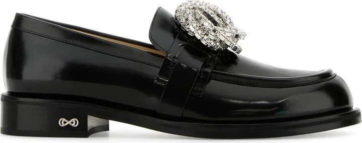 Black leather Galaxy loafers