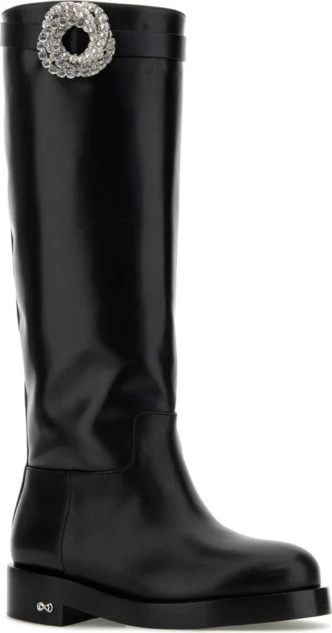 Black Leather Galaxy Riding Boots - Image 2