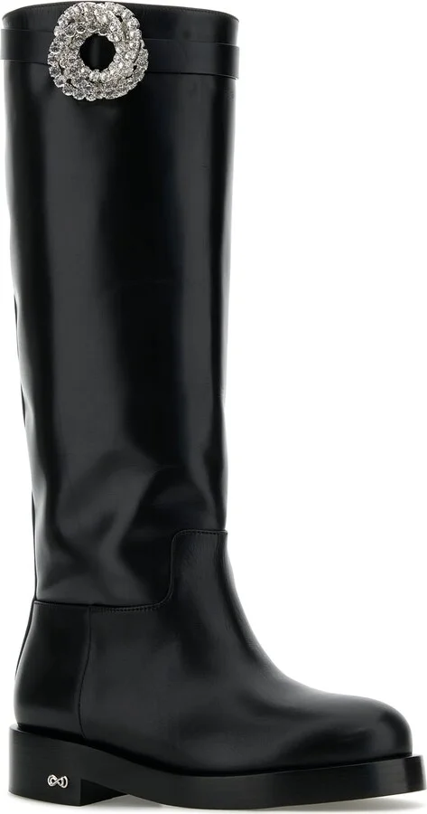 Black Leather Galaxy Riding Boots - Image 2
