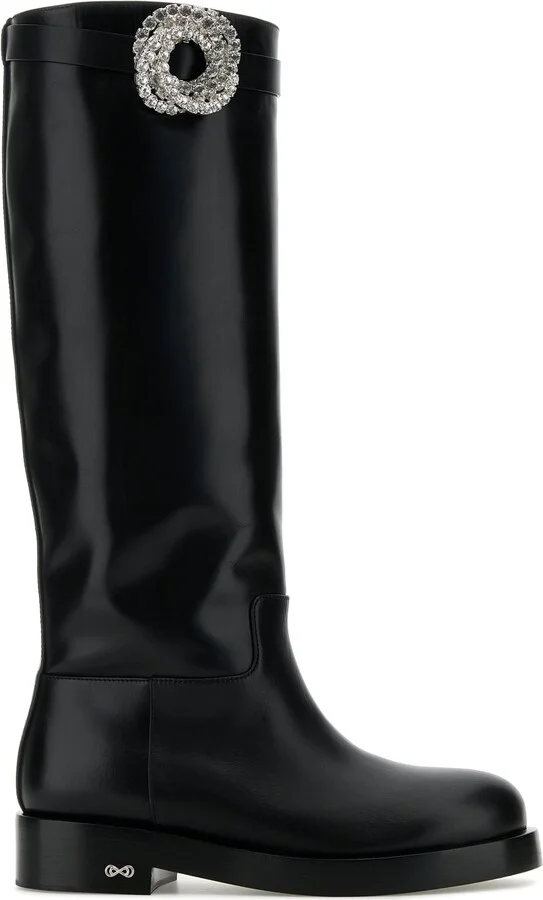 Black Leather Galaxy Riding Boots