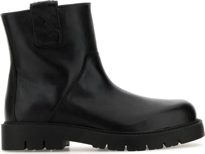 Black Leather Haddock Ankle Boots