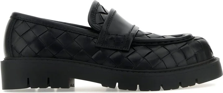Black Leather Haddock Loafers