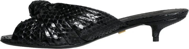 Black Leather Heels Slides Sandals Women's Shoes - Image 4