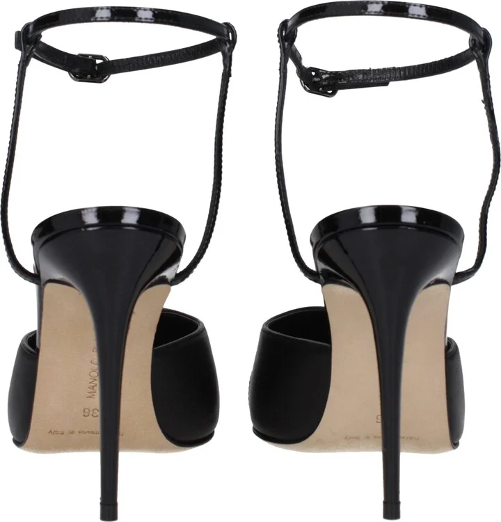 Black Leather High Heel Women's Pumps - Image 5