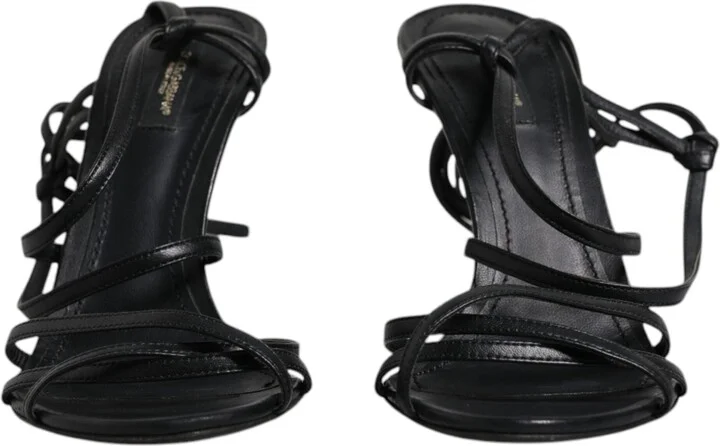 Black Leather High Heels Keira Sandals Women's Shoes (Pre-Owned) - Image 2