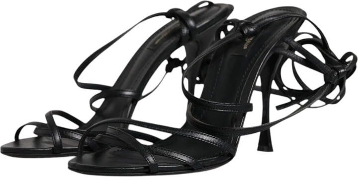 Black Leather High Heels Keira Sandals Women's Shoes (Pre-Owned) - Image 4
