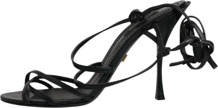 Black Leather High Heels Keira Sandals Women's Shoes (Pre-Owned) - Image 6