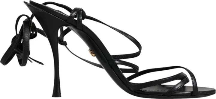 Black Leather High Heels Keira Sandals Women's Shoes (Pre-Owned)