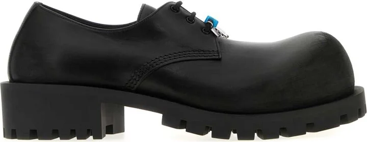 Black Leather Hummer Lace-up Shoes