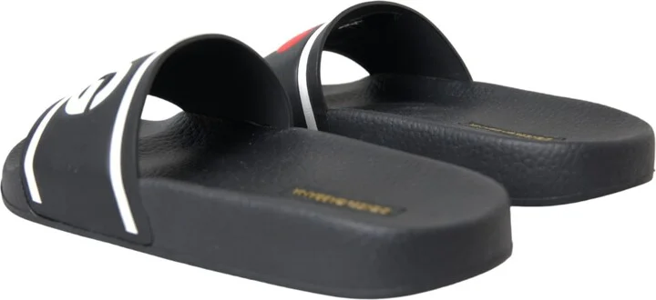 Black Leather I Love D&G Sandals Slides Women's Shoes - Image 4