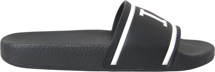 Black Leather I Love D&G Sandals Slides Women's Shoes