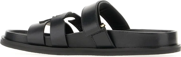 Black Leather Ines Sandals - Image 3