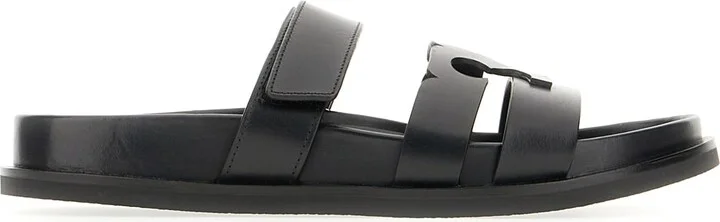 Black Leather Ines Sandals