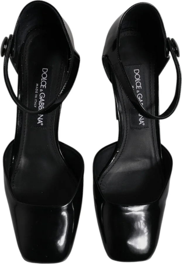 Black Leather Jackie Ankle Strap Sandals Women's Shoes (Pre-Owned) - Image 3