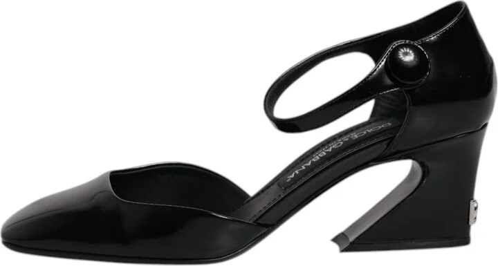 Black Leather Jackie Ankle Strap Sandals Women's Shoes (Pre-Owned) - Image 6