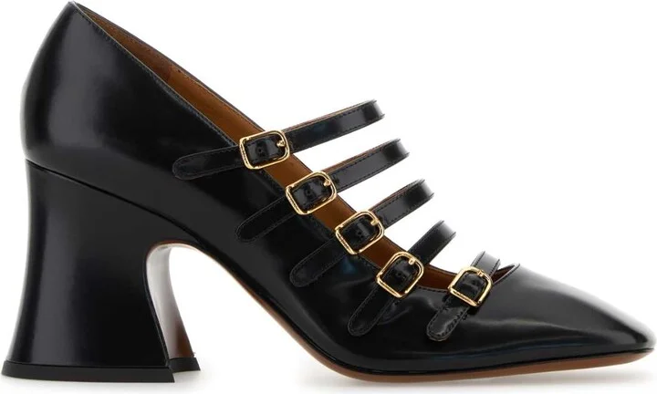 Black Leather Janis Pumps